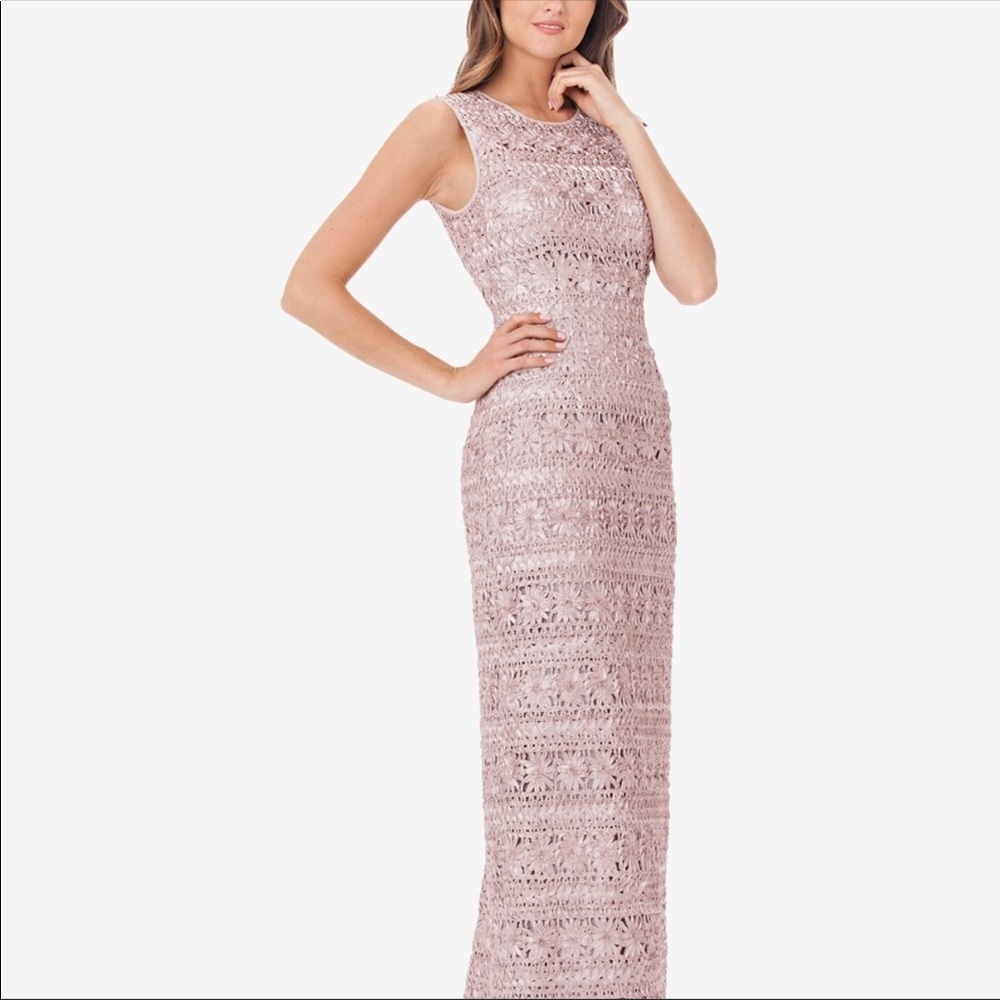 JS Collection 💙💗Chevron ribbon embroidered with cut out back long Gown - Picture 4 of 11